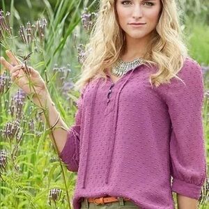 NWT Matilda Jane Purple Textured Sheer Blouse Size Large